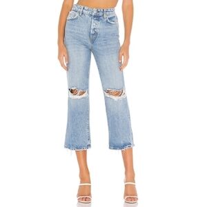 Free People We The Free Ranger Ripped Crop Wide Leg Flare Jeans in Sky Size 30